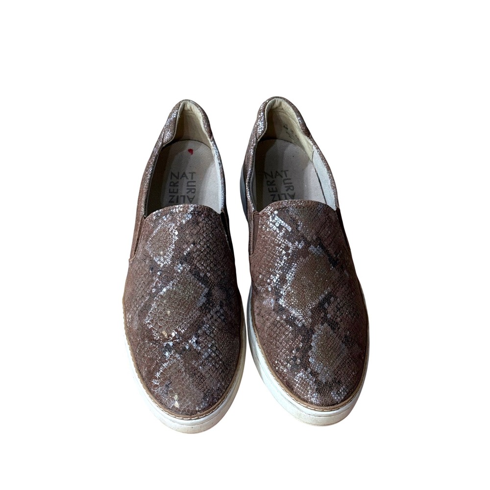 Naturalizer Jade Womens 8M Brown Metallic Snakeskin Leather Slip‎ On Sneakers